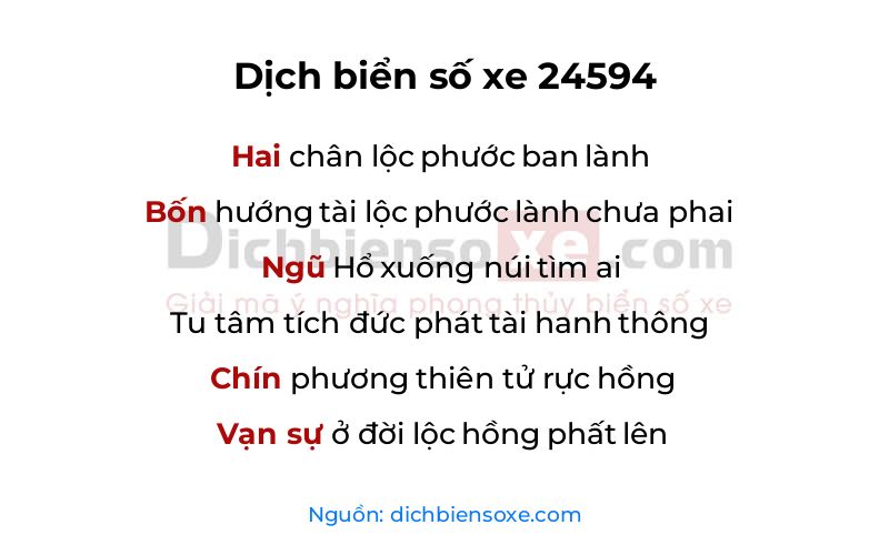 Dịch thơ biển số 24594