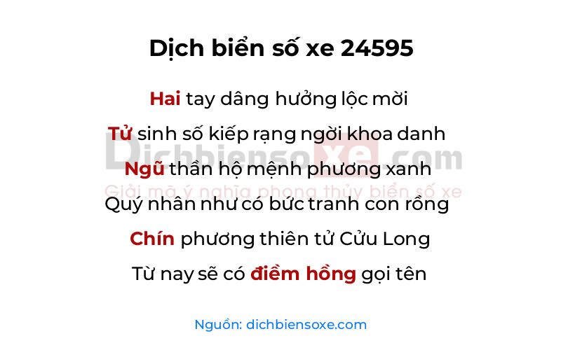 Dịch thơ biển số 24595