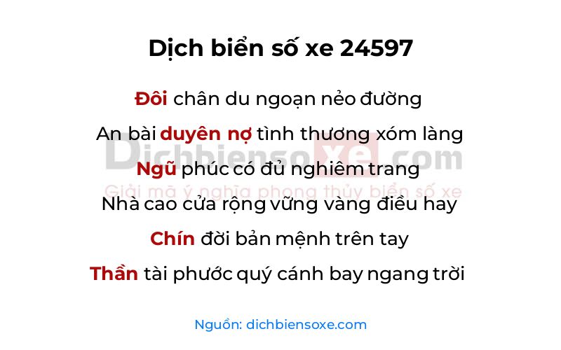 Dịch thơ biển số 24597