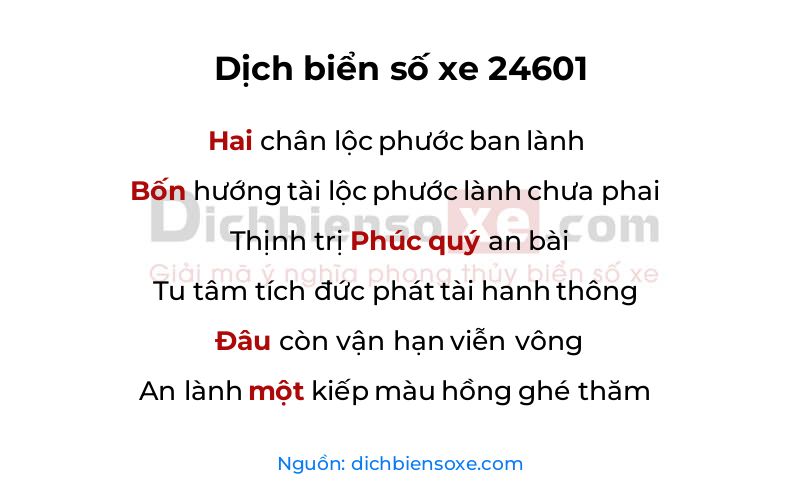 Dịch thơ biển số 24601