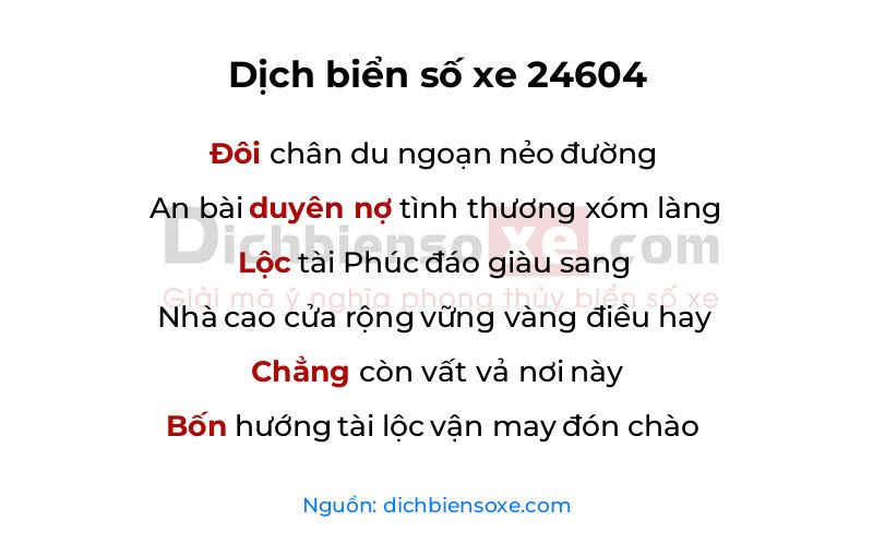 Dịch thơ biển số 24604