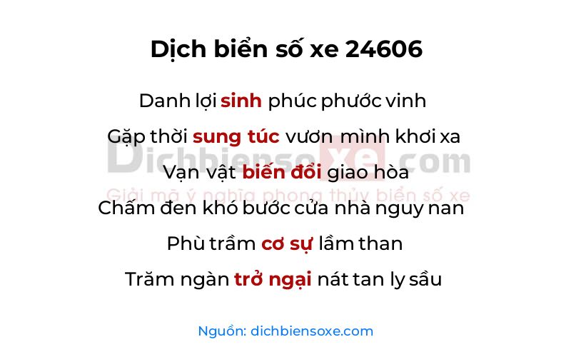 Dịch thơ biển số 24606