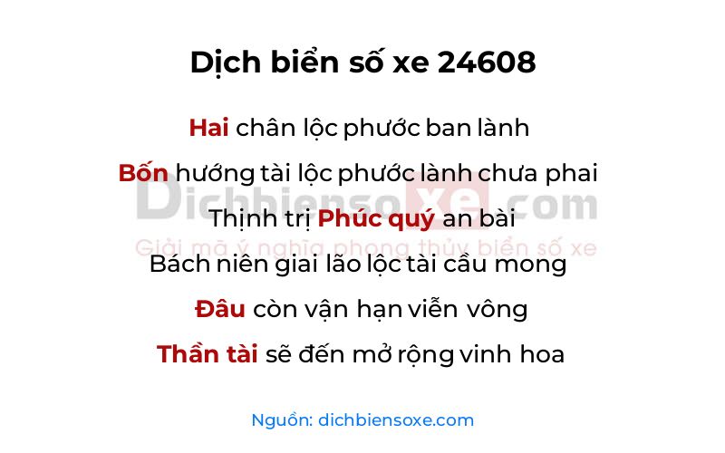 Dịch thơ biển số 24608