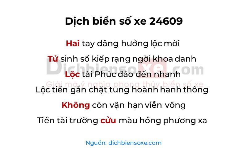 Dịch thơ biển số 24609