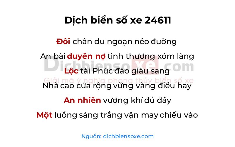 Dịch thơ biển số 24611