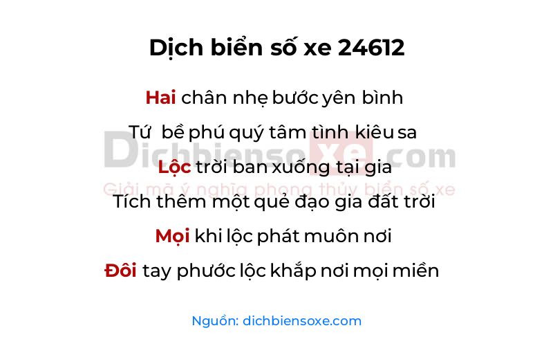 Dịch thơ biển số 24612
