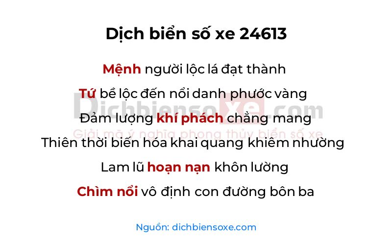 Dịch thơ biển số 24613