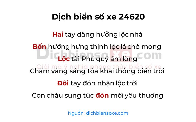 Dịch thơ biển số 24620
