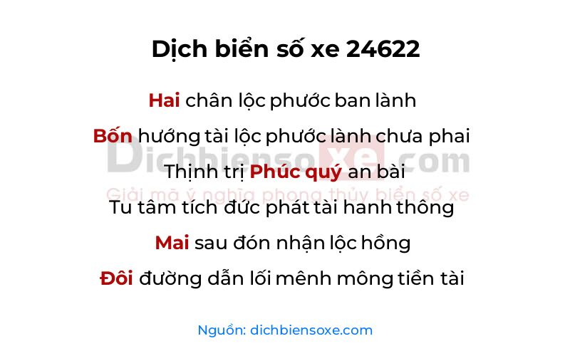 Dịch thơ biển số 24622