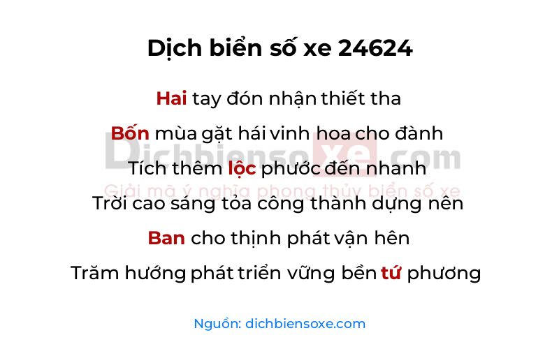 Dịch thơ biển số 24624