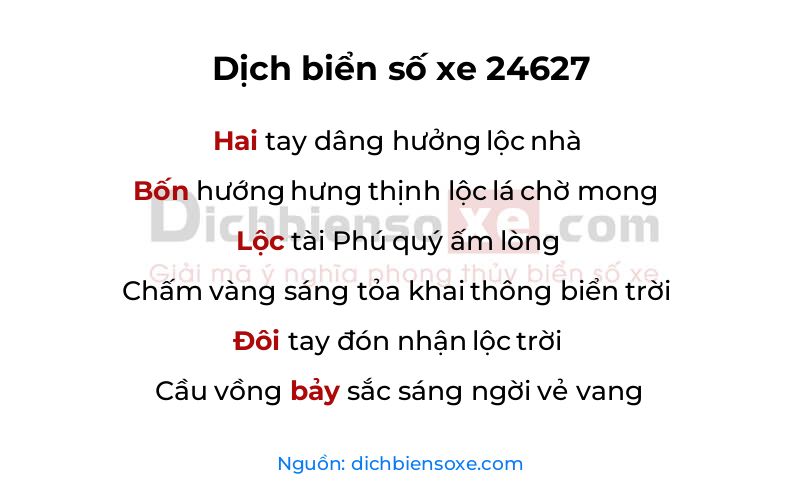 Dịch thơ biển số 24627