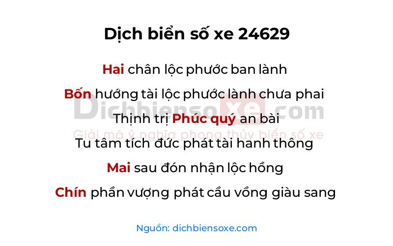 Dịch thơ biển số 24629