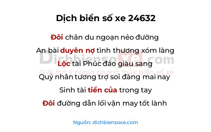 Dịch thơ biển số 24632