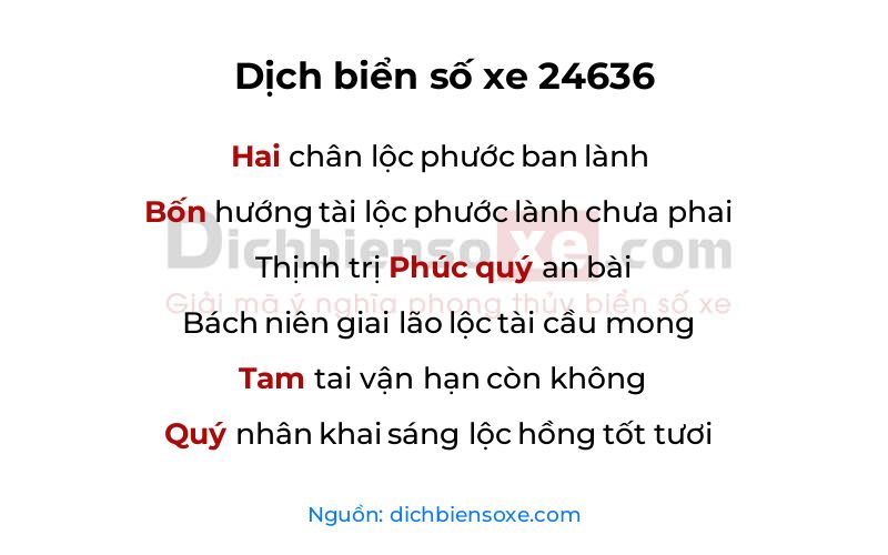 Dịch thơ biển số 24636