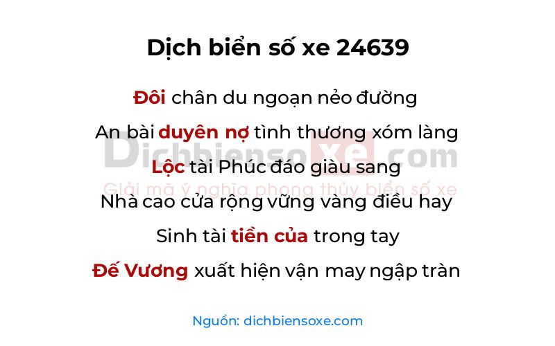 Dịch thơ biển số 24639