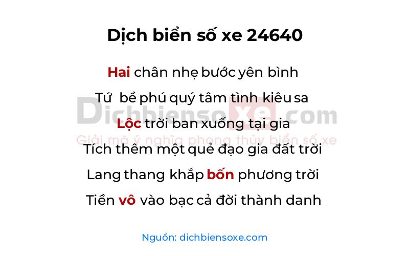 Dịch thơ biển số 24640