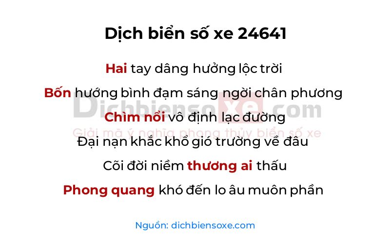 Dịch thơ biển số 24641