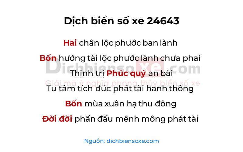 Dịch thơ biển số 24643