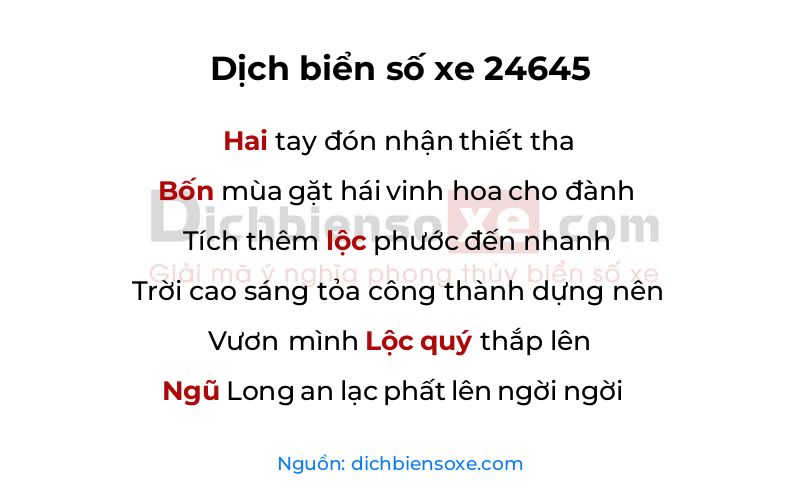 Dịch thơ biển số 24645