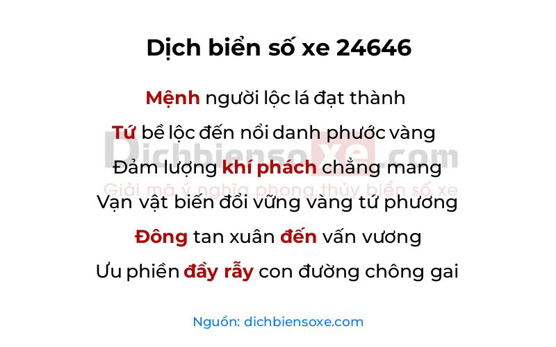 Dịch thơ biển số 24646