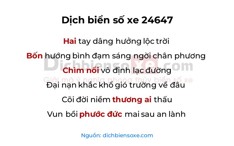 Dịch thơ biển số 24647