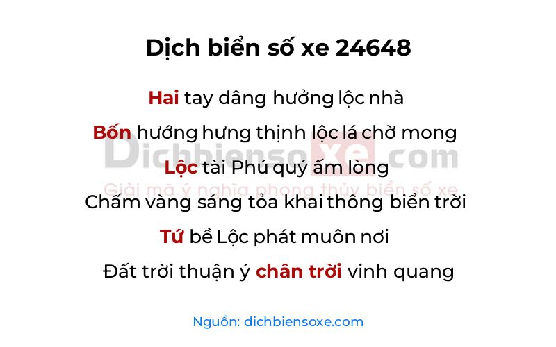 Dịch thơ biển số 24648