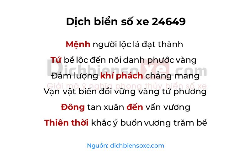 Dịch thơ biển số 24649