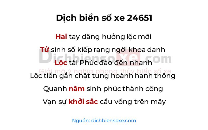 Dịch thơ biển số 24651