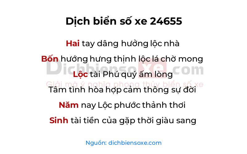 Dịch thơ biển số 24655