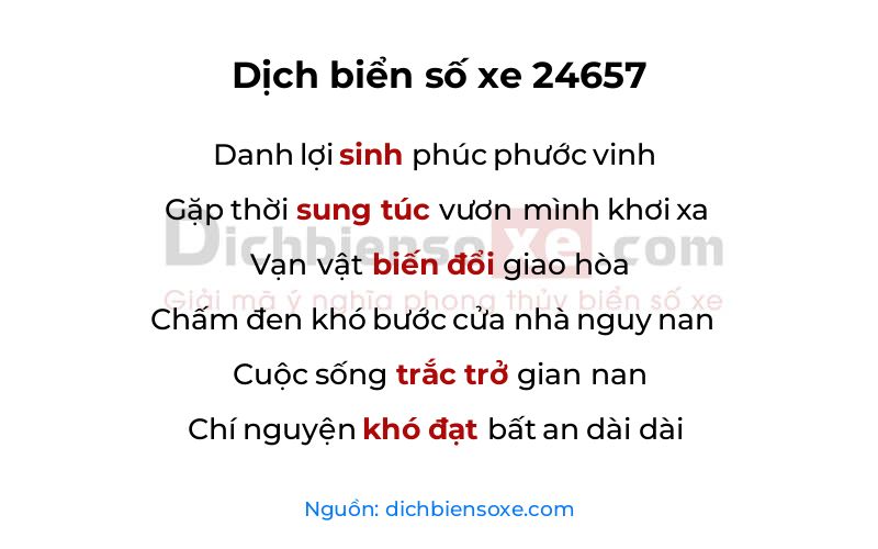 Dịch thơ biển số 24657
