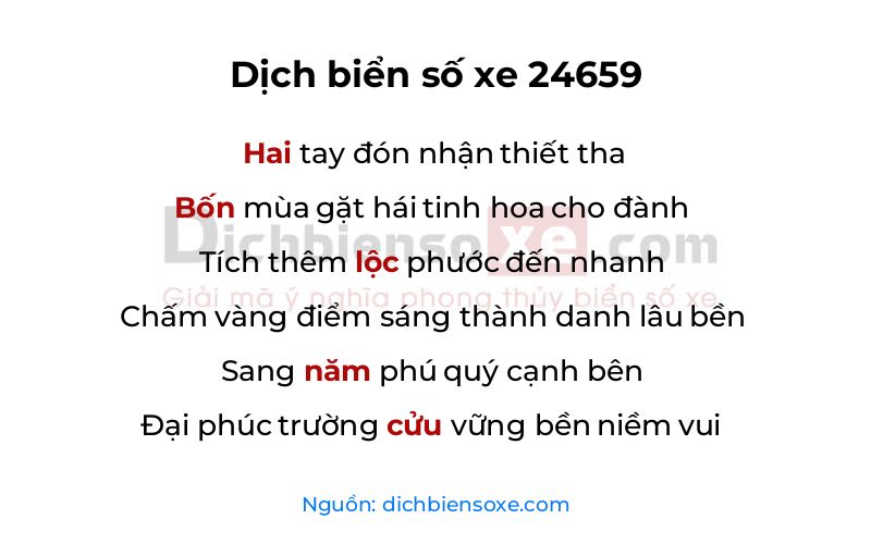 Dịch thơ biển số 24659