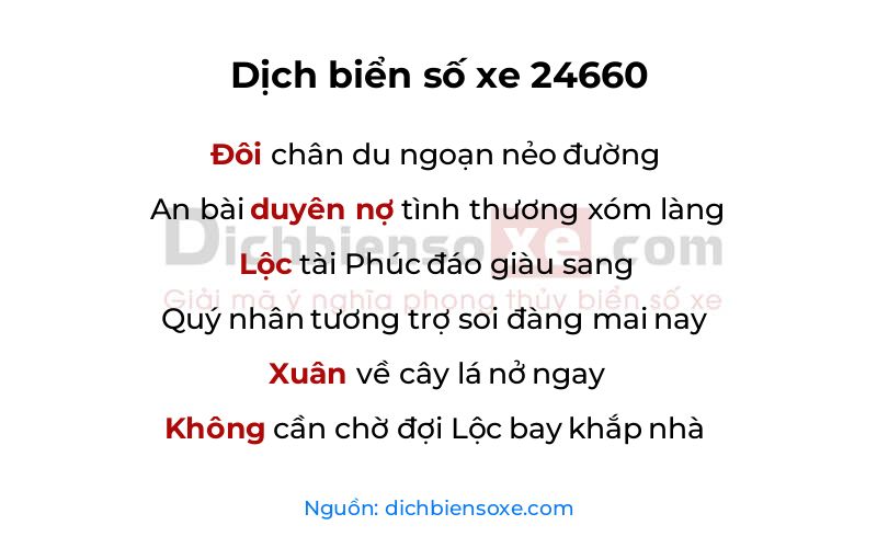 Dịch thơ biển số 24660
