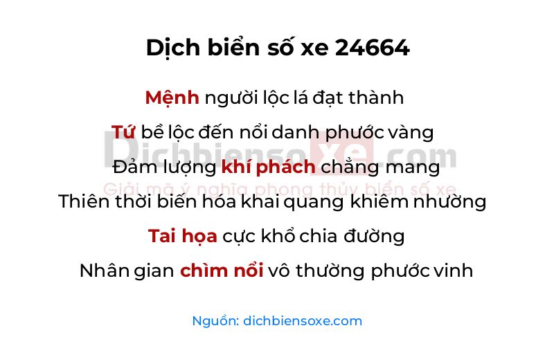 Dịch thơ biển số 24664