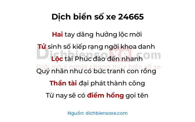 Dịch thơ biển số 24665