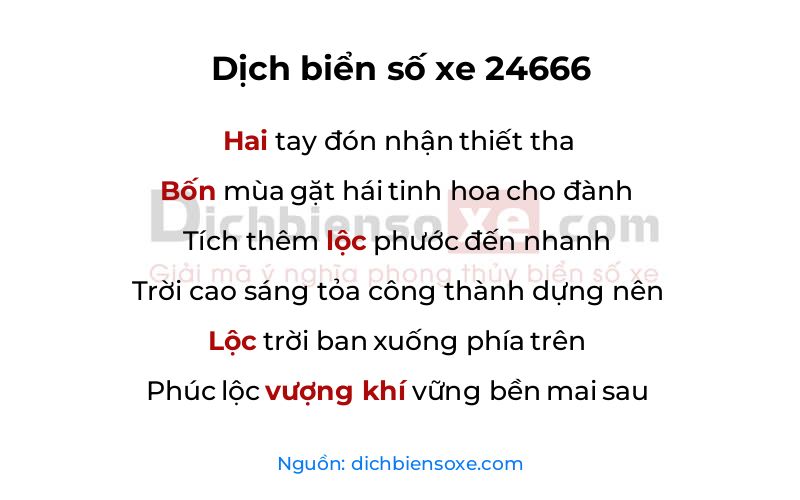 Dịch thơ biển số 24666