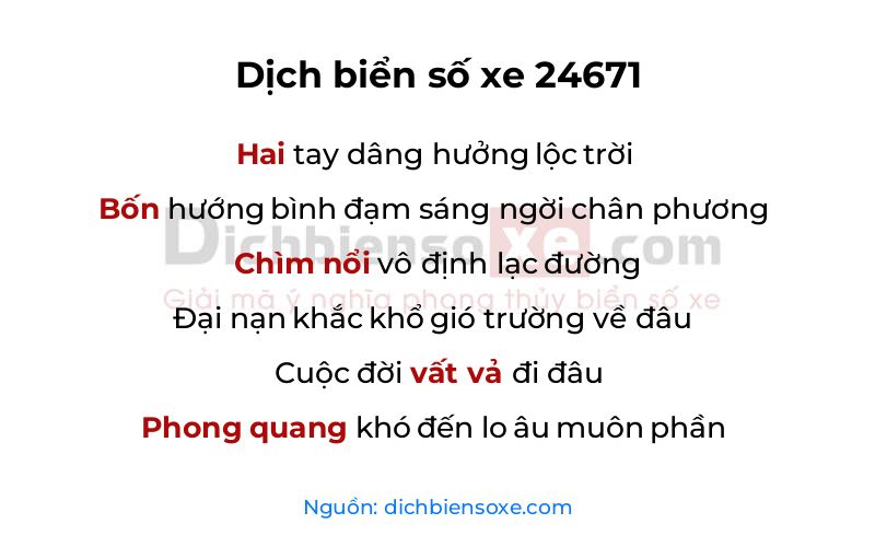 Dịch thơ biển số 24671
