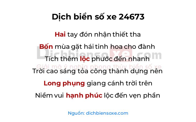 Dịch thơ biển số 24673