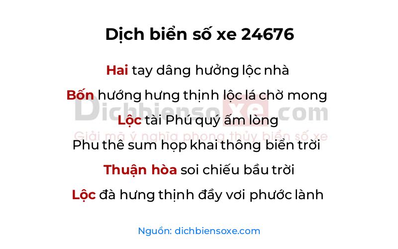 Dịch thơ biển số 24676