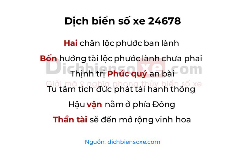 Dịch thơ biển số 24678