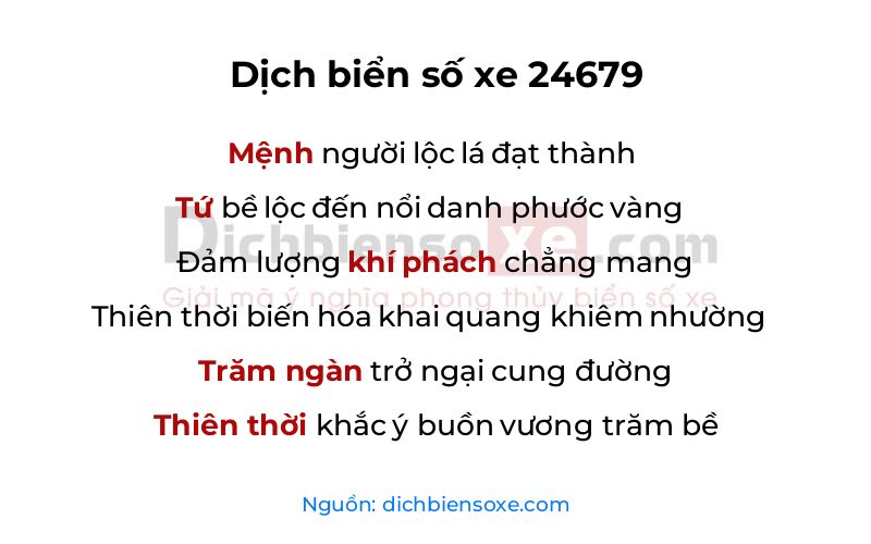 Dịch thơ biển số 24679
