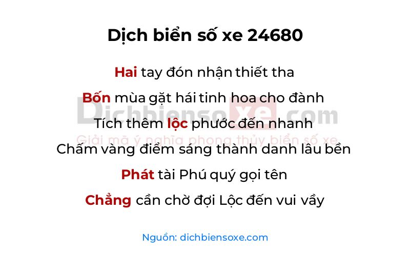 Dịch thơ biển số 24680