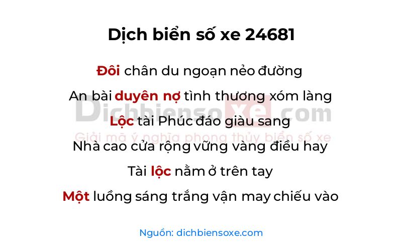 Dịch thơ biển số 24681