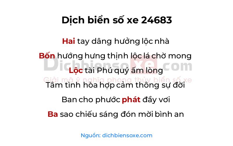 Dịch thơ biển số 24683
