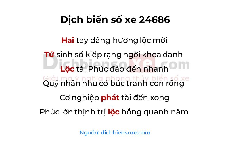 Dịch thơ biển số 24686