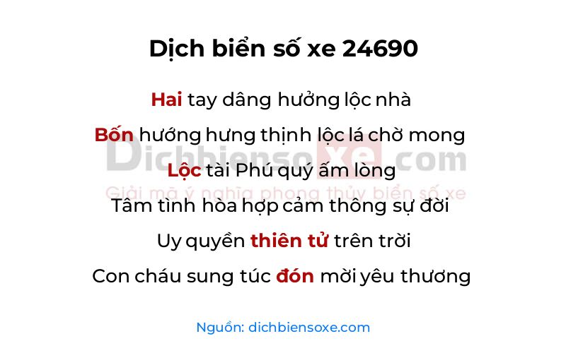 Dịch thơ biển số 24690