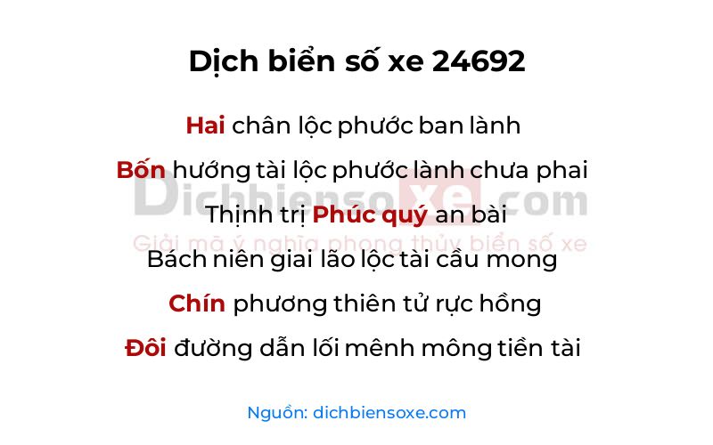 Dịch thơ biển số 24692
