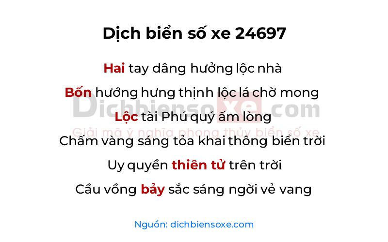 Dịch thơ biển số 24697