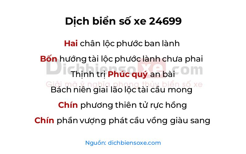 Dịch thơ biển số 24699