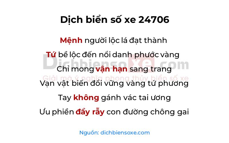Dịch thơ biển số 24706