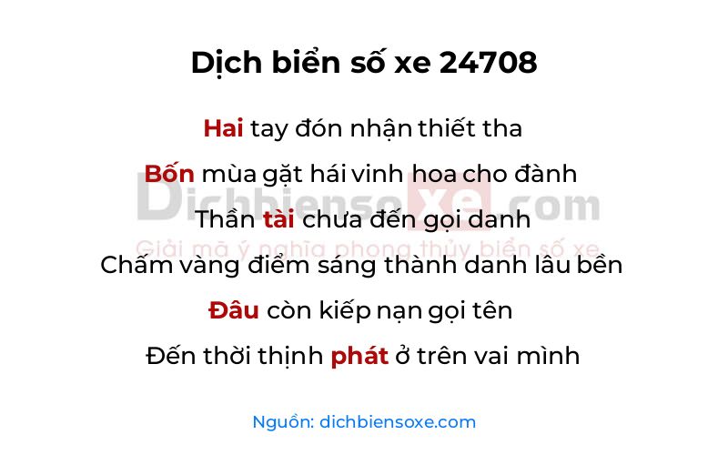 Dịch thơ biển số 24708